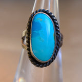 Vintage Sterling Turquoise Roper Ring 5.25