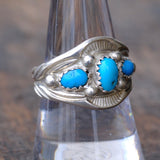 Vintage Sterling 3-Stone Turquoise Ring 9.25