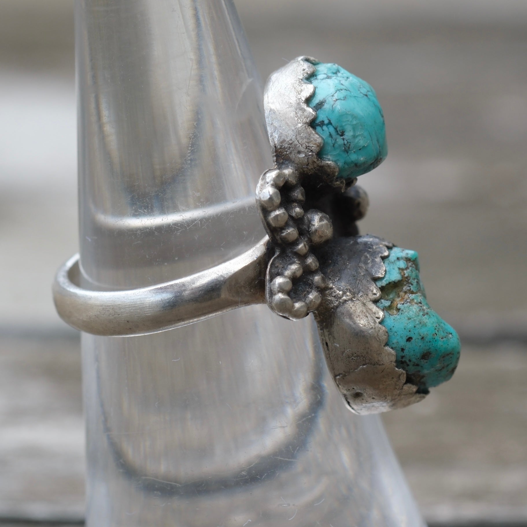 Vintage Sterling 2-Stone Turquoise Ring 6