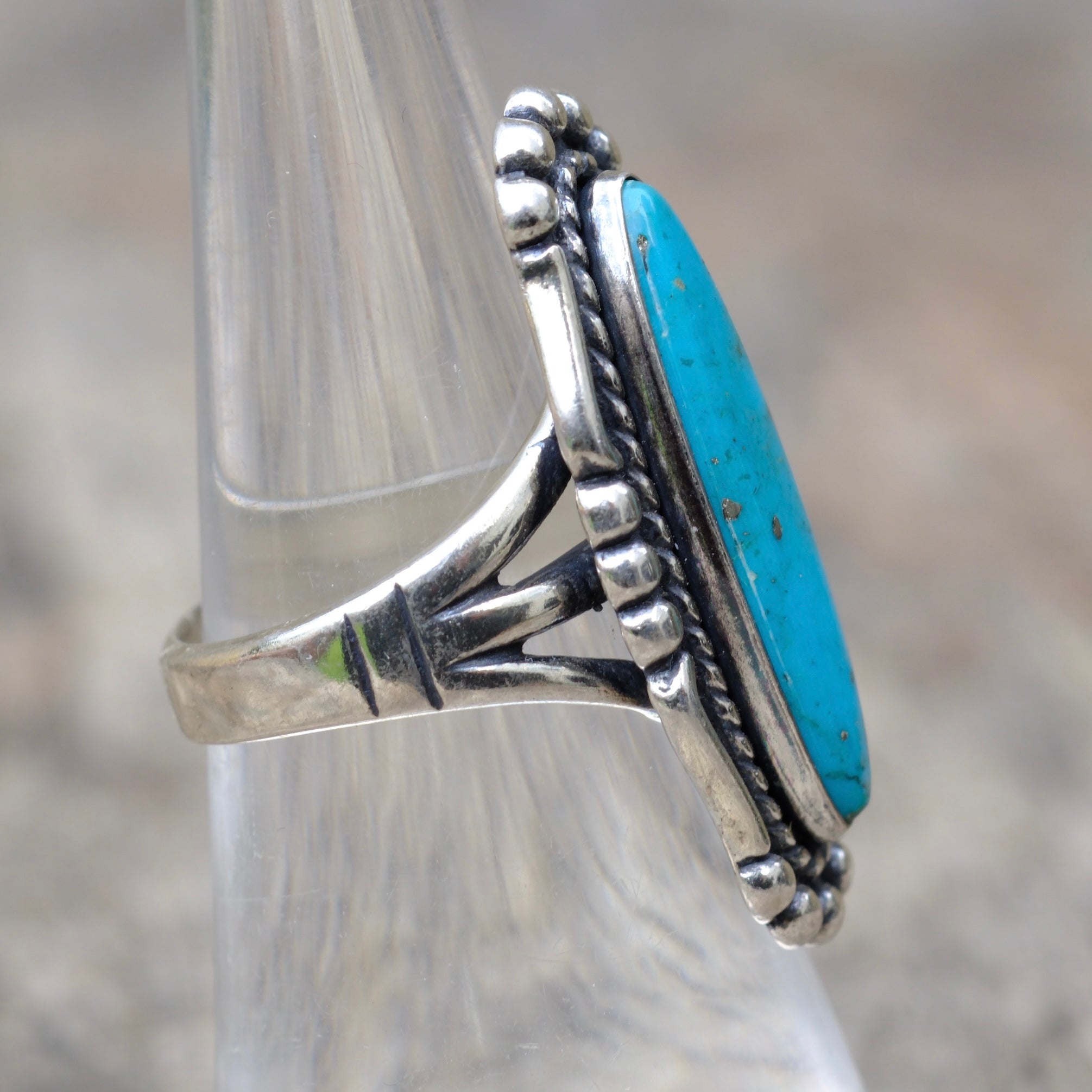 Vintage Sterling Turquoise Ring 6.5