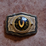 Vintage V Initial Belt Buckle