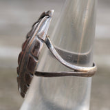 Vintage Sterling Turquoise Feather Ring 5.5