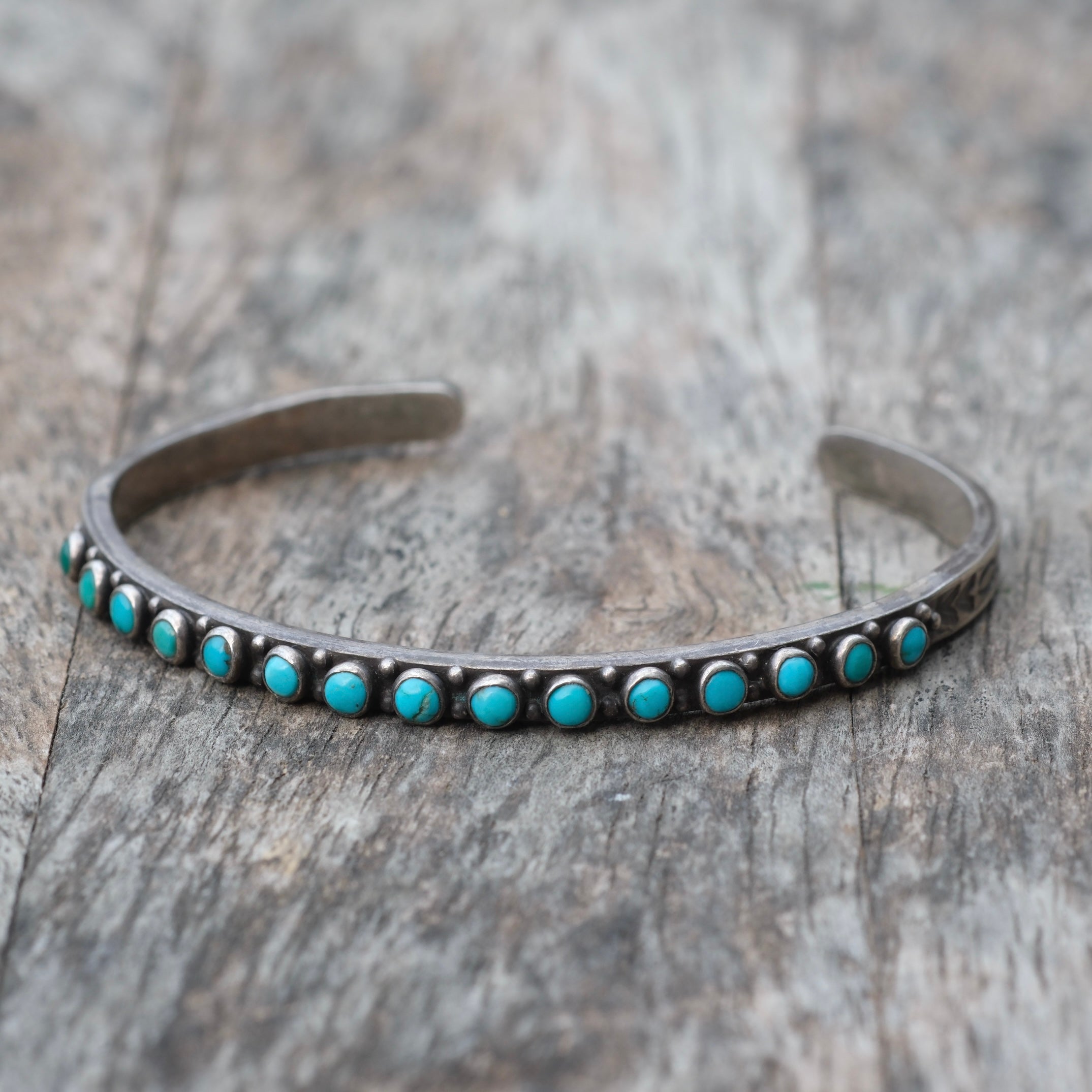 Vintage Sterling Snake Eye Turquoise Cuff Bracelet