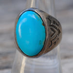 Vintage Sterling Turquoise Bells Trading Post Ring 8