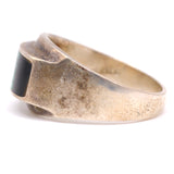 Vintage Sterling Onyx and Malachite Inlay Band 14