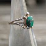 Vintage Sterling Malachite Turquoise Ring 4.5