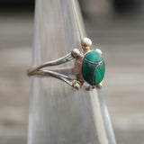 Vintage Sterling Malachite Turquoise Ring 4.5
