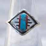 Vintage Sterling Zuni Inlay Band 7.75