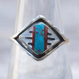 Vintage Sterling Zuni Inlay Band 7.75