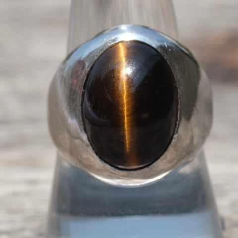 Vintage Sterling Tigers Eye Ring 9.75