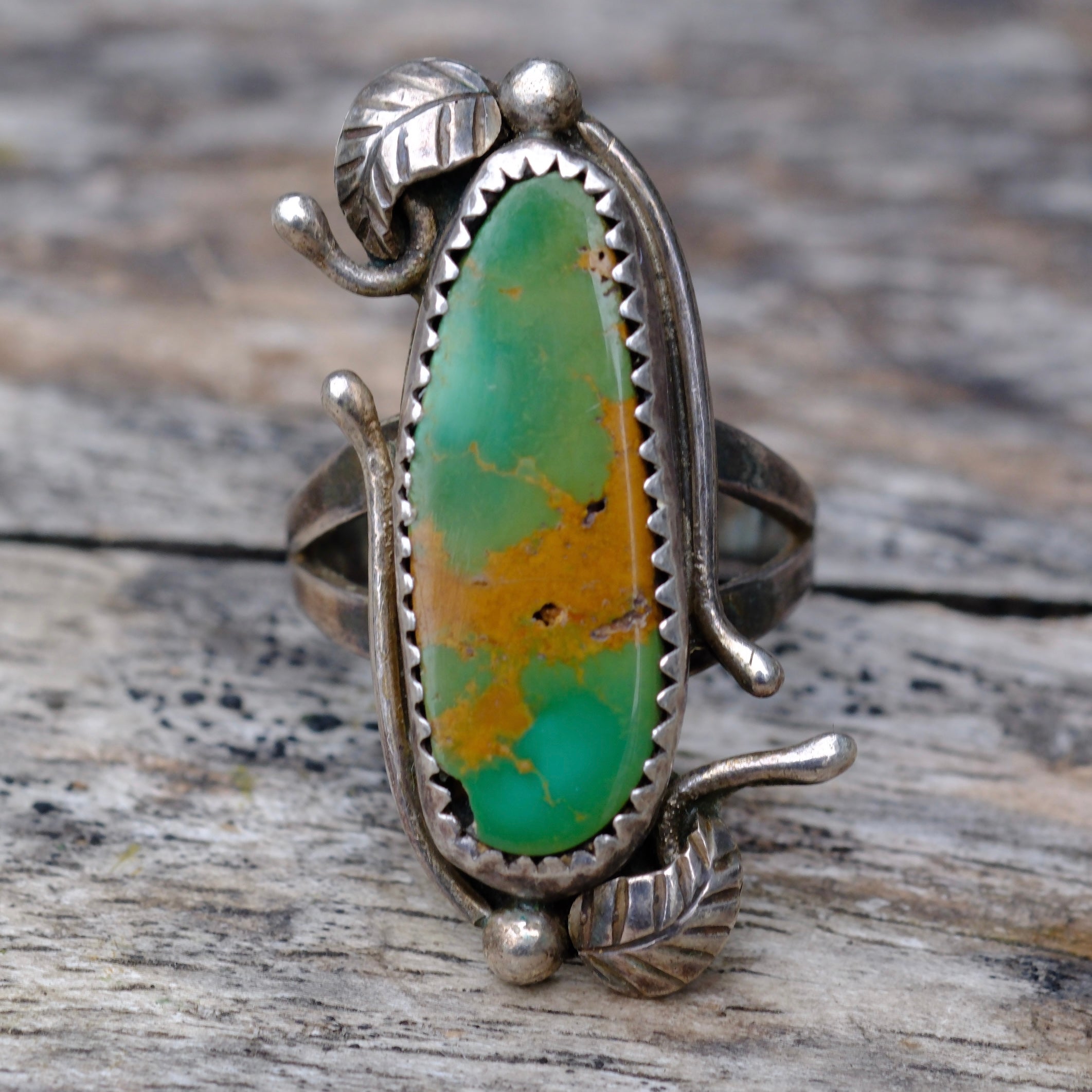 Vintage Sterling Turquoise Ring 6.75