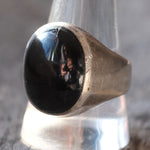 Vintage Sterling Onyx Cabochon Ring 11.5