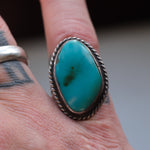 Vintage Sterling Turquoise Roper Ring 6.75