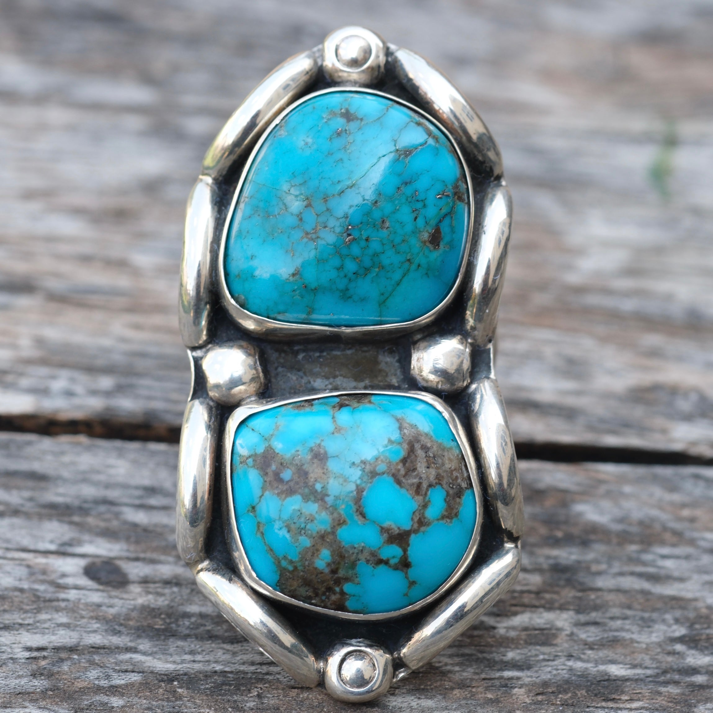 MASSIVE 2-Stone Turquoise Ring 13
