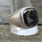 Vintage Sterling Hematite Signet Ring 13.5