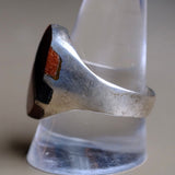 Vintage Sterling Goldstone Inlay Striper Ring 11.25