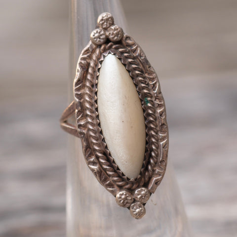 Vintage Sterling Mother Of Pearl Ring 4