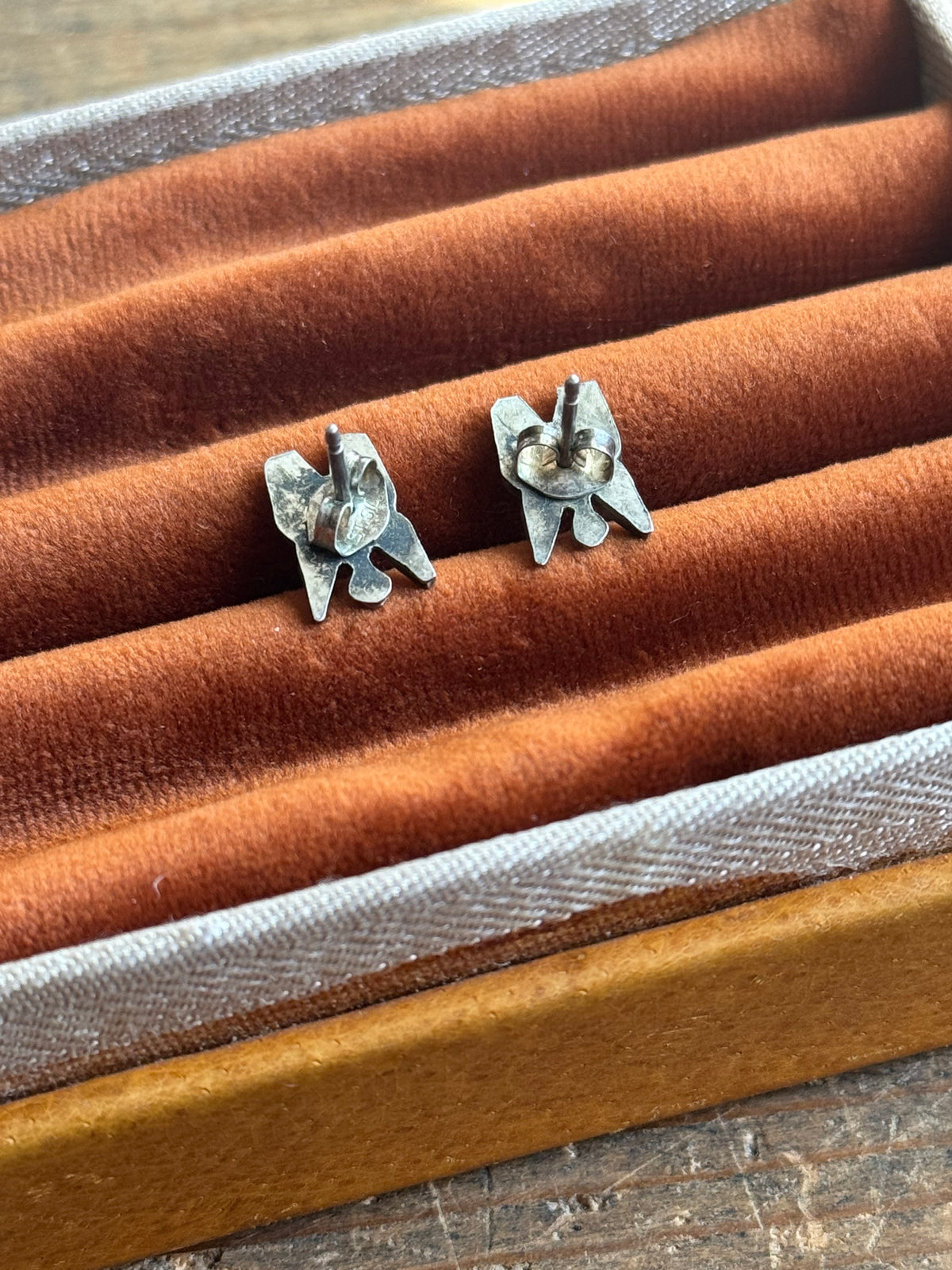 Vintage Sterling Silver Multistone Inlay Butterfly Earrings