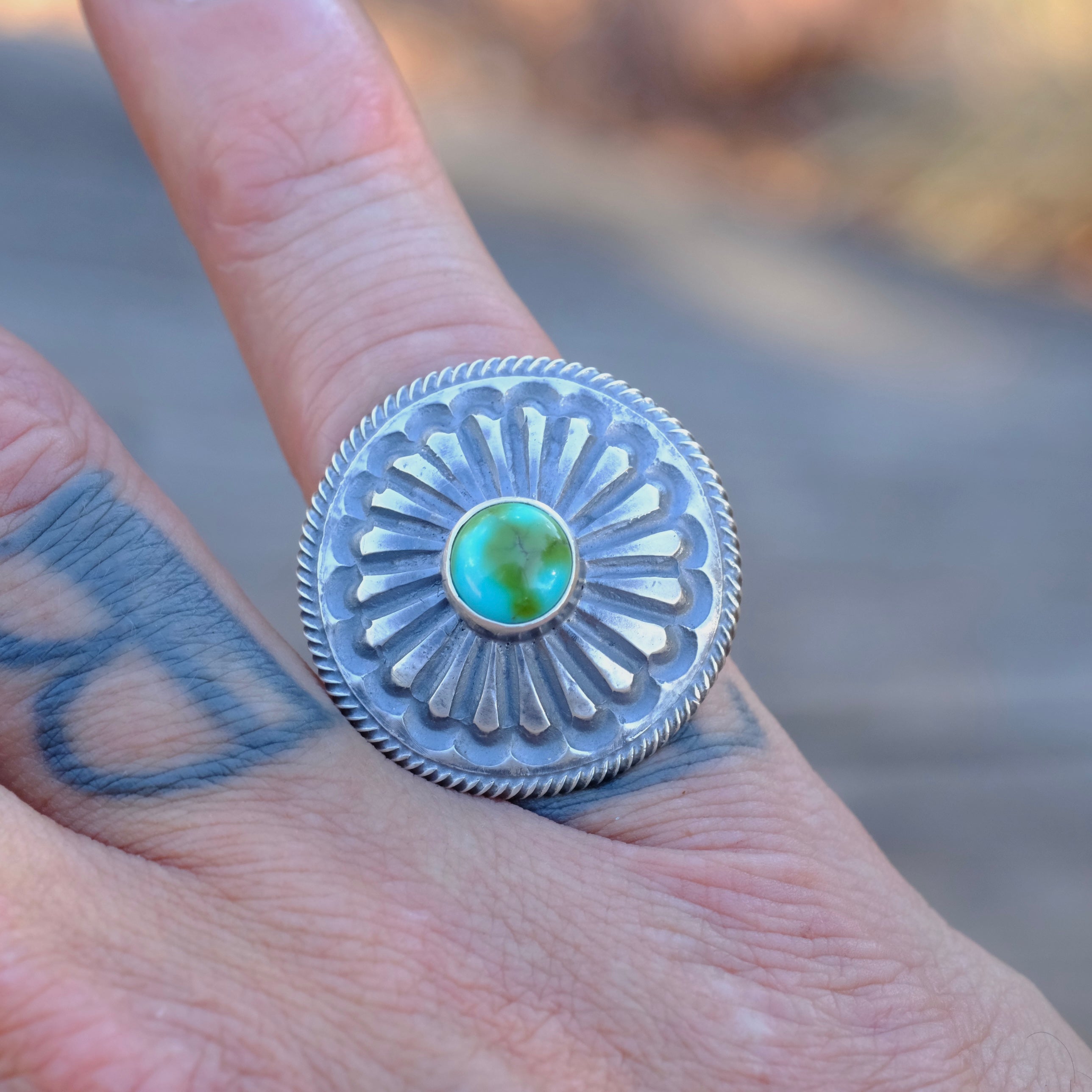 LEON MARTINEZ Sterling Silver Turquoise Ring 7.25