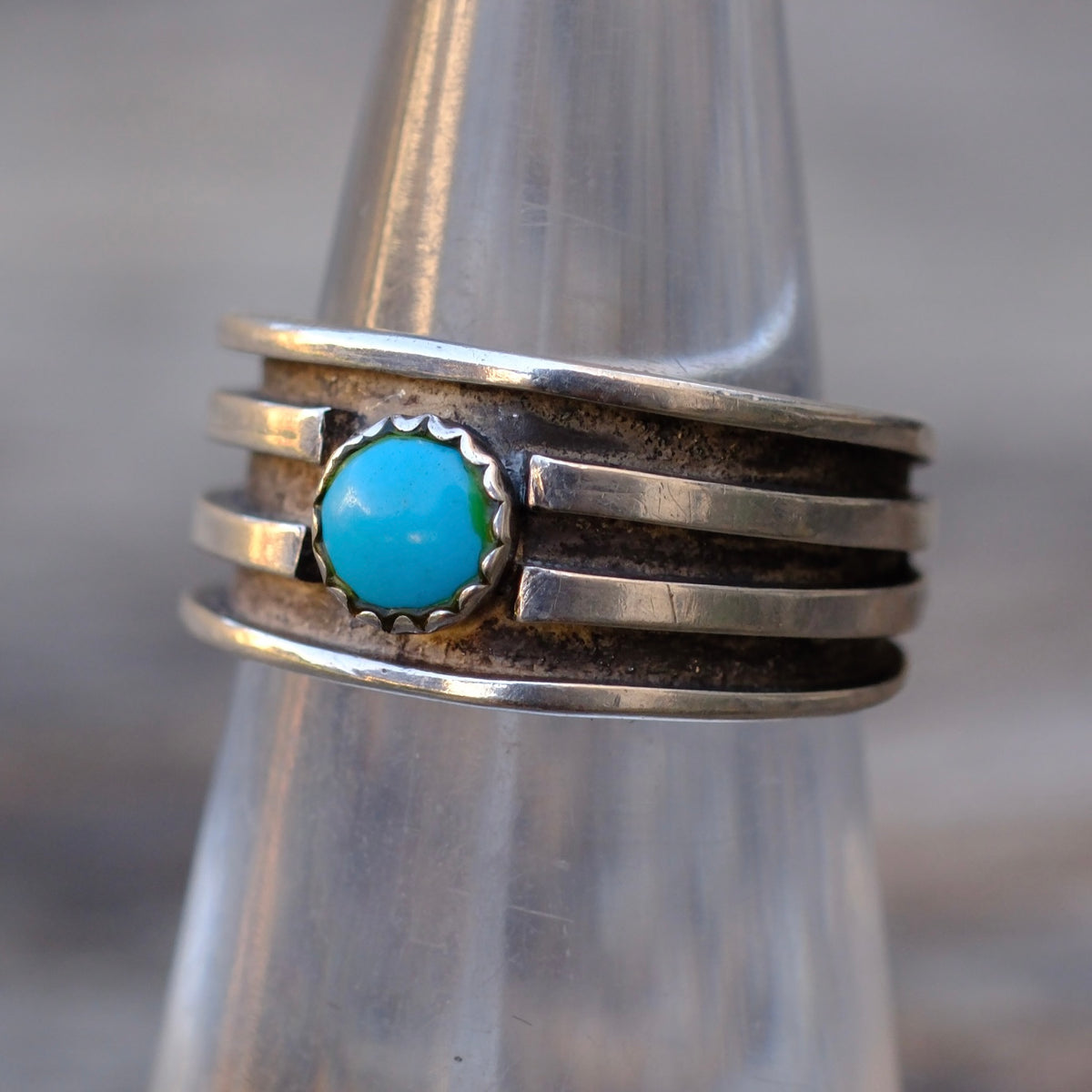 Vintage Sterling Turquoise Band 4.75