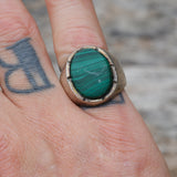 Vintage Sterling Malachite Ring 7.5