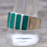 Vintage Sterling Malachite Inlay Band 12