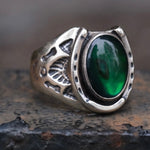 Vintage Sterling Lucky Abalone Horseshoe Ring 9.75