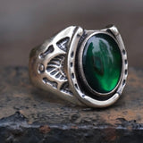 Vintage Sterling Lucky Abalone Horseshoe Ring 9.75