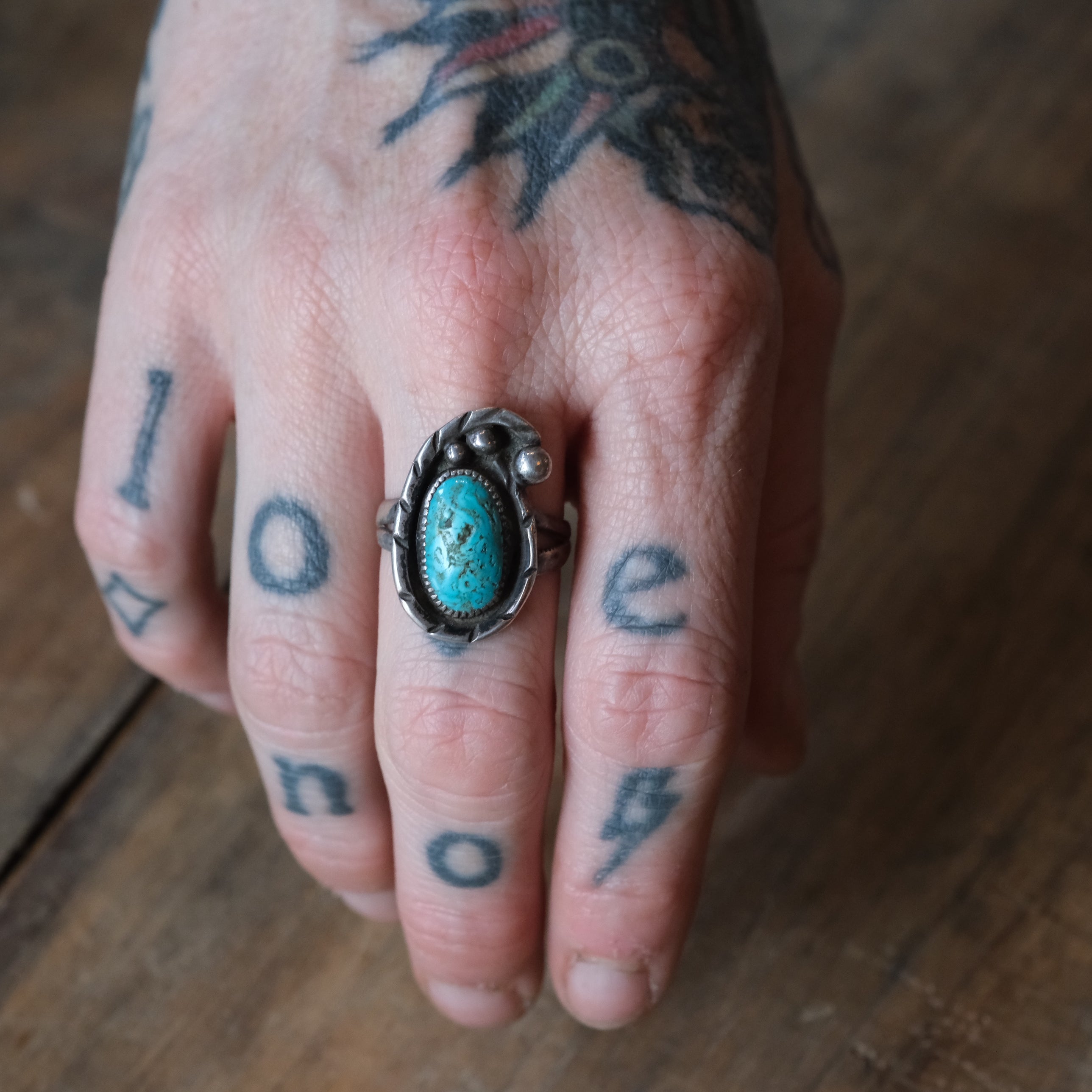 Vintage Sterling Turquoise Ring 7.25