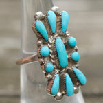 Vintage Sterling Turquoise Cluster Ring 6