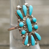 Vintage Sterling Turquoise Cluster Ring 6
