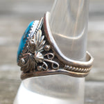 Vintage Sterling Turquoise Feather Ring 9.75