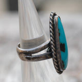 Vintage Sterling Turquoise Roper Ring 4