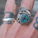 Vintage Sterling Turquoise Feather Ring 9.5