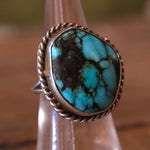 Vintage Sterling Turquoise Roper Ring 5.75