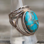 Vintage Sterling Compressed Turquoise Ring 8.5