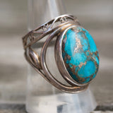 Vintage Sterling Compressed Turquoise Ring 8.5