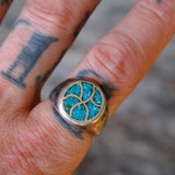 Vintage Sterling Turquoise Inlay Ring 10