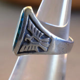 Vintage Sterling Turquoise Thunderbird Ring 7.25