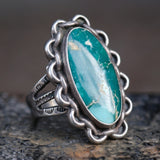 Vintage Sterling Turquoise Chain Ring 4.25