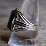 Vintage Sterling Agate Signet Ring 11