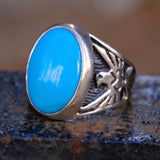Vintage Sterling Turquoise Thunderbird Ring 8.5