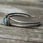 Vintage STerling Turquoise Feather Cuff