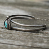 Vintage STerling Turquoise Feather Cuff