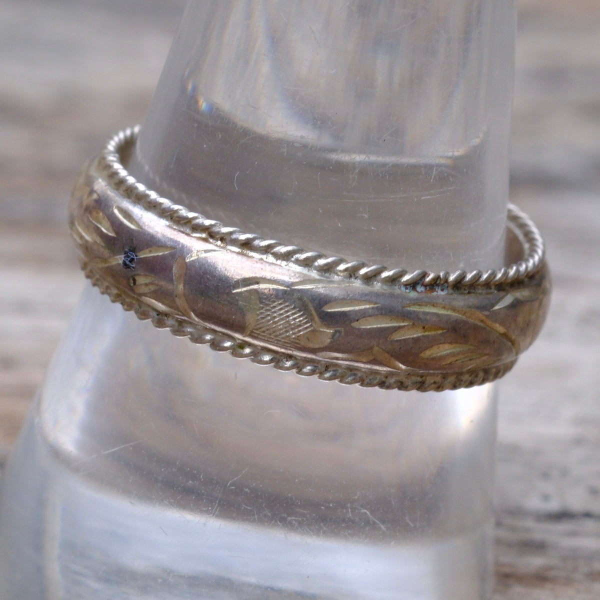 Vintage Sterling Silver Scroll Band Ring 10
