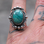 Vintage Sterling Turquoise Roper Ring 5.25