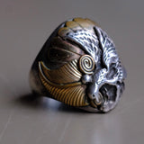 Vintage Sterling and Copper Eagle Ring 9.5