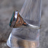 Vintage Sterling Turquoise Stamped Band Ring 9.75