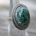 Vintage Sterling Chrysocolla Roper Ring 4.75