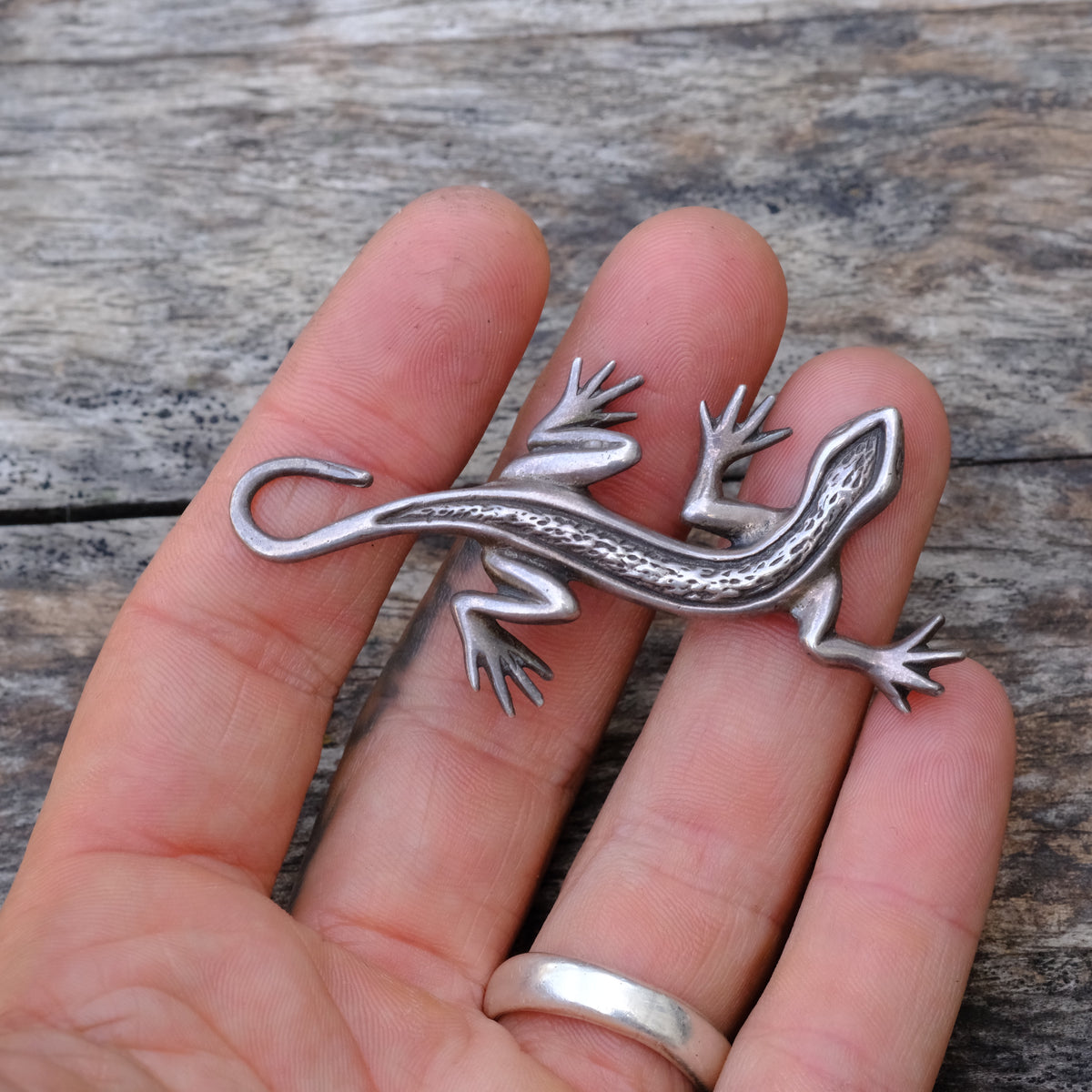 Vintage Sterling Gecko Pin